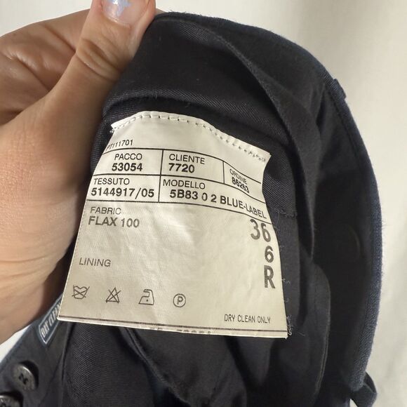 Polo by Ralph Lauren 100% Flax Pants 36 Blue Pleated Blue Label Linen Made Italy - Picture 8 of 11